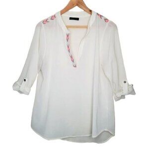 4/425 Jella Couture Cream Embroidered 3/4 Pop over